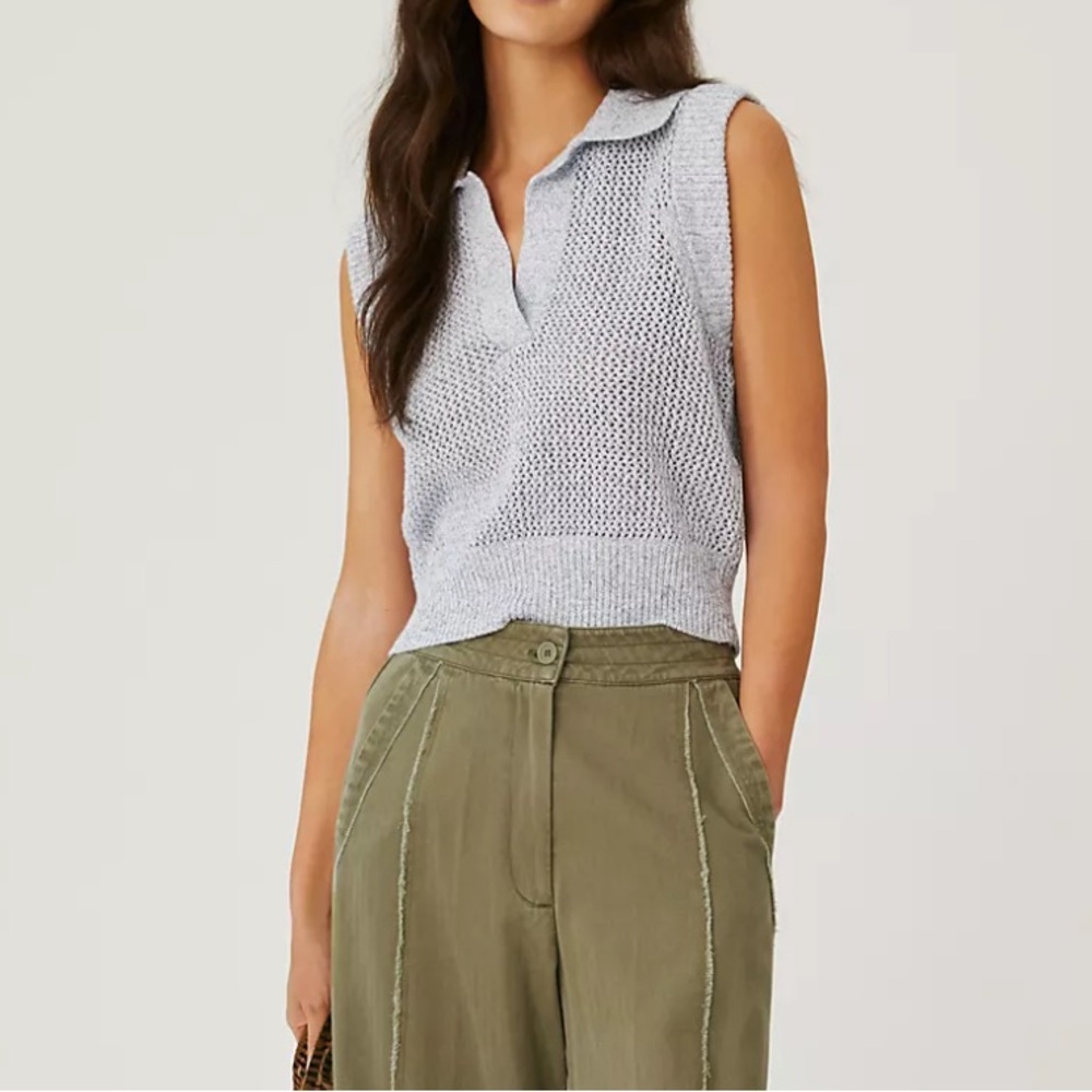 Anthropologie Crochet Polo Sweater Tank - DH New York